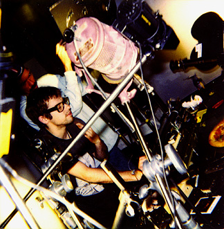 Jon Tucker & gaffer Bob Krebsbach lighting a Trident commercial 